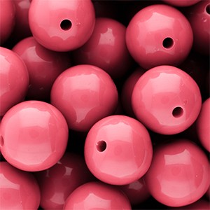 Acrylperlen, rund, Korallenrot, shiny, glänzend, 16mm
