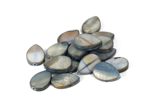 Muschelperlen, Tropfen, Schwarz, ca. 14x10mm