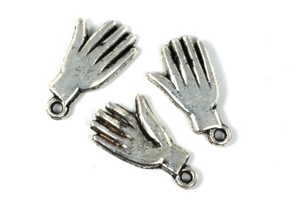 Anhänger, Hand, Nickelfarben, 19x11 mm