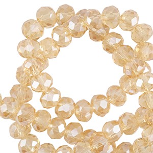 Glasschliffperlen, Rondelle, Marigold Yellow-Pearl Shine coating, 6x4mm