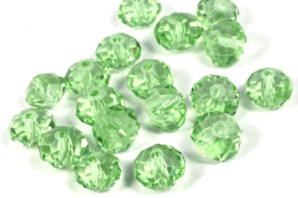 Glasschliffperlen, Rondelle, Hellgrün, 6x8mm