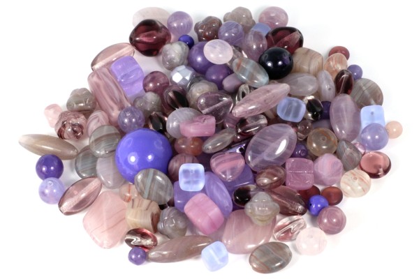 Perlenmix, böhmisch, Lila, 100 Gramm