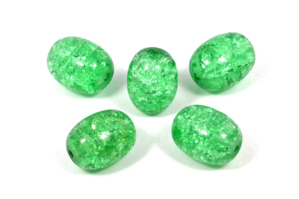 Crashperlen, Oliven, Grün, 16x12mm