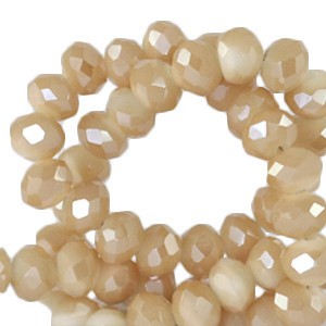 Schliffperlen, Rondelle, Chadwick Brown-Pearl Shine coating, 4x3mm