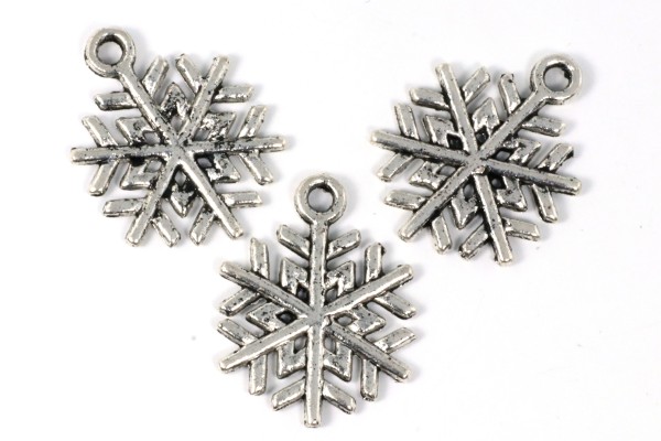 Anhänger, Schneeflocken II, Antik Silberfarben, 20x15mm