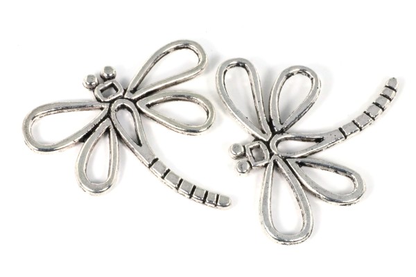 Anhänger, Libelle, Antik Silberfarben, 31x29mm
