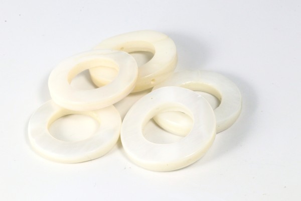 Perlmuttperlen, offene Ringe, Weiß, 20mm