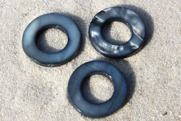 Perlmuttperlen, offene Ringe, Schwarz, 20mm