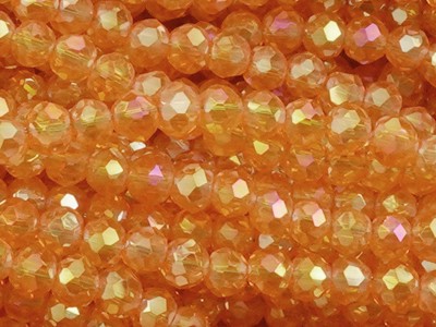 Schliffperlen, Rondell, Orange AB, 2.1x2.6mm, ca. 150 Stück per Strang
