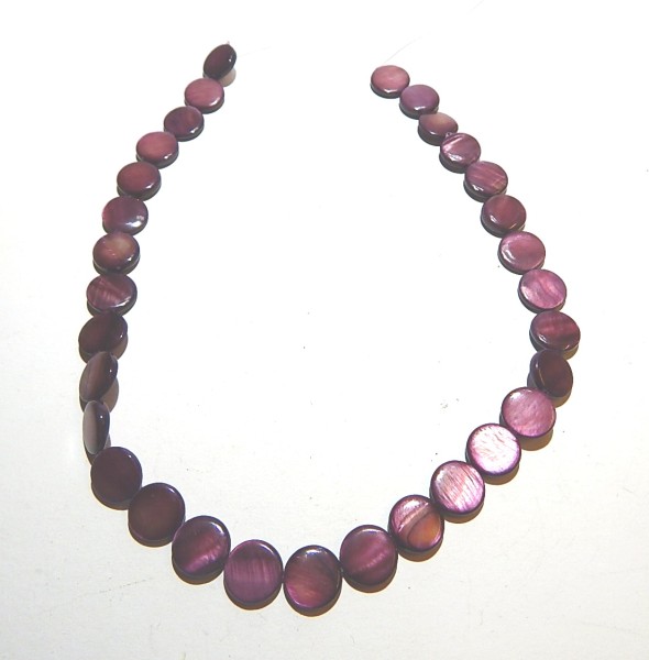Muschelperlen, Scheiben, Aubergine, 13mm