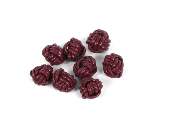 Lederperlen, geflochten, Dunkelrot, 10mm