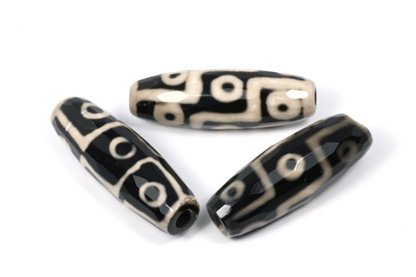 Achat mit Muster, Oliven, facettiert, 30x10mm