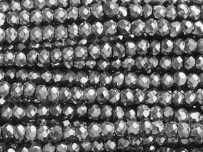 Schliffperlen, Rondell, Dunkelsilberfarben, 1.7x2.5mm, ca. 175 Stück per Strang