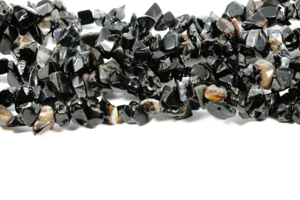 Schwarzer Achat, Splitter, Schwarz, 50 Stück