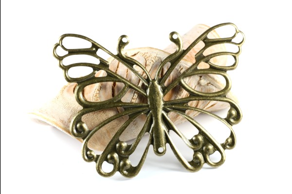 Anhänger, Schmetterling, filigran, Bronzefaben, 66x50mm