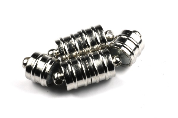 Magnetverschluss, länglich, gerillt, Platinfarben, 20x8mm