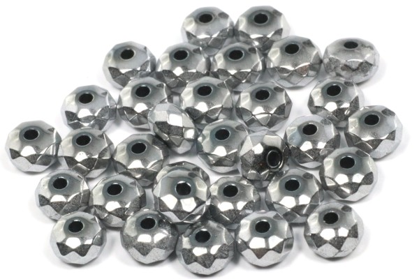 Hämatit, Rondelle, facettiert, Silberfarben, Shiny, 3x4mm