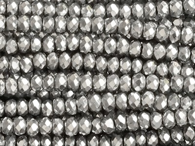 Schliffperlen, Rondelle, Silberfarben, 1.7x2.5mm, ca. 175 Stück per Strang