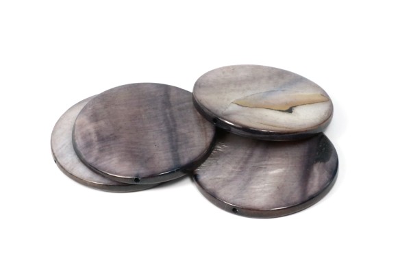 Muschelperlen, Scheiben, Grau, 30mm