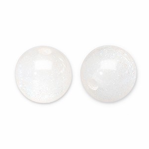 Acrylperlen, rund, Weiß, mit türkis Glitzer, 12mm