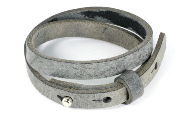 Cuoio Wickelarmband, Leder, 8mm, Antique Grey, 43cm