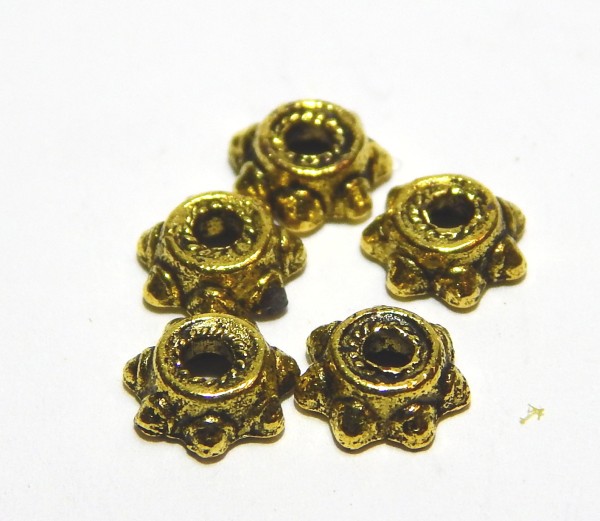 Perlkappen, Sternenform, Goldfarben, 6x2mm