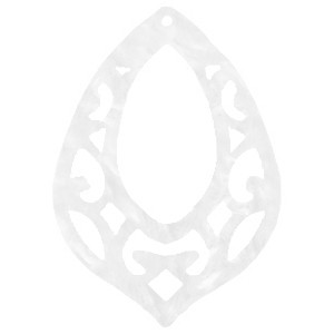 Resin Anhänger, Tropfenform, Barock, Bright White, 42x60mm