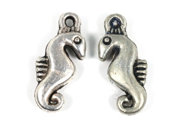 Anhänger, Seepferdchen, Antik Silberfarben, 17mm