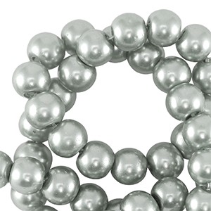 Glaswachsperlen, Silberfarben, 6mm