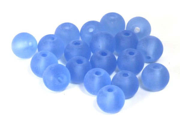 Glasperlen, mattiert, Saphirblau, 6mm
