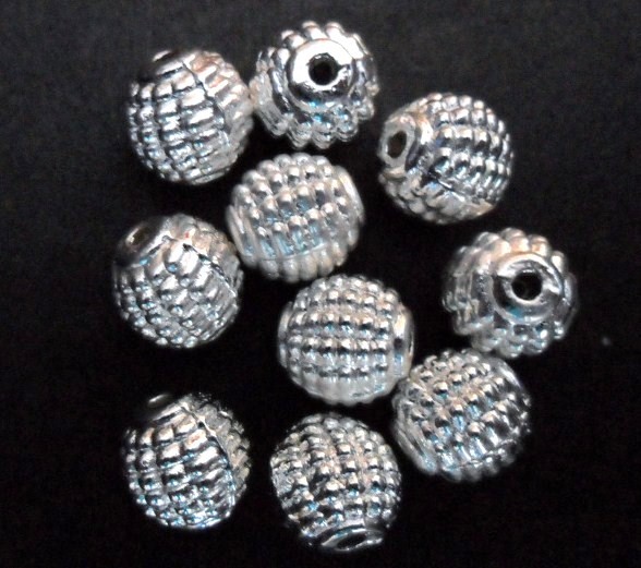 Metallperlen, Verzierung, Silberfarben, 8.5mm
