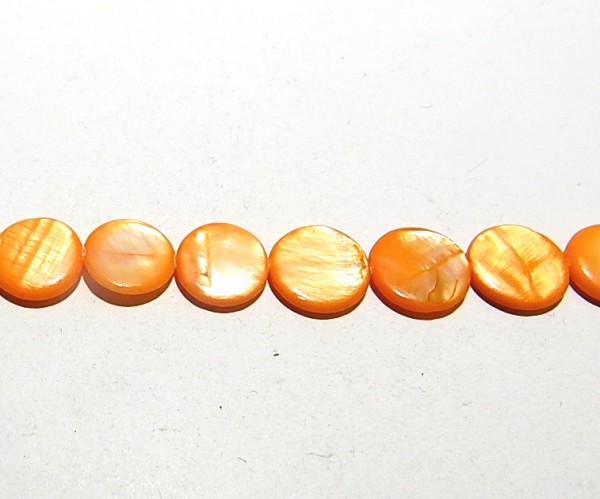 Muschelperlen, Scheiben, Orange, ca. 13mm