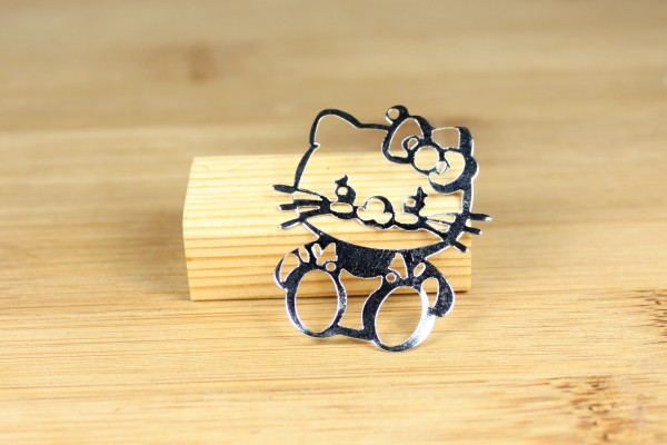 Anhänger, Katze, Silberfarben, hauchdünn, 35x30mm