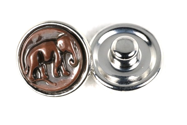 Mini Schmuckdruckknopf, Elefant, Kupferfarben, 12mm
