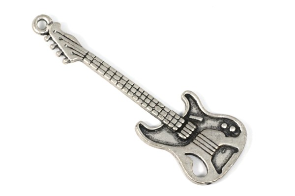 Anhänger, Gitarre, Nickelfarben, 69x22mm