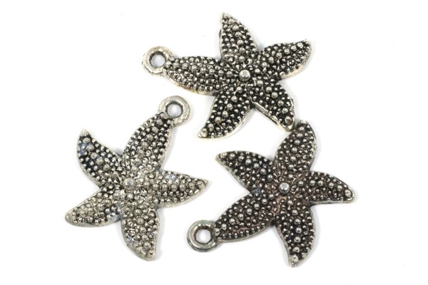 Anhänger, Seestern, Antik Silberfarben, 23x19mm