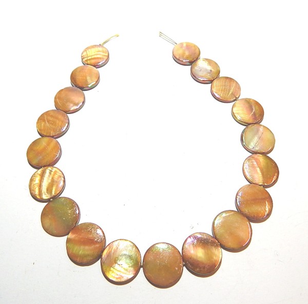 Muschelperlen, Scheiben, Hellbraun AB, 20mm