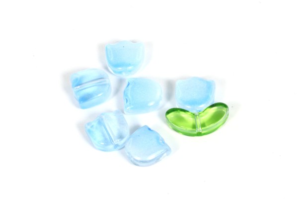 Lampenperlen, Tulpen, Hellblau, 9mm