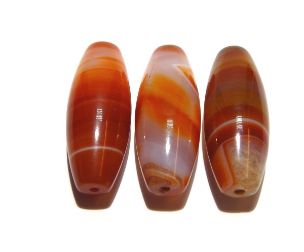 Karneol Perlen, Oliven, 35x14mm