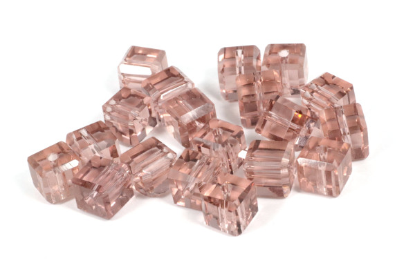 Kristallglaswürfel, Altrosa, 7x7mm