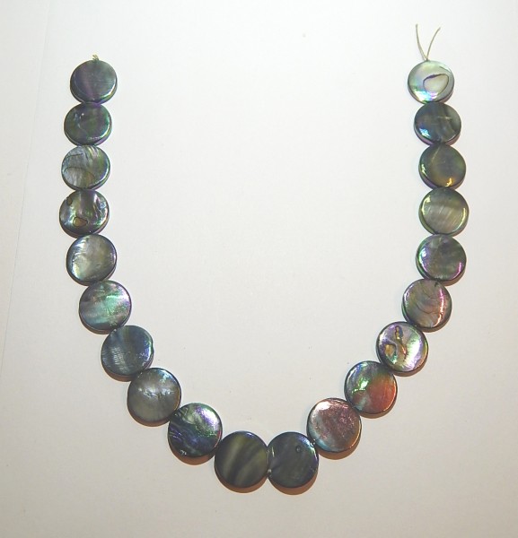 Muschelperlen, Scheiben, Schwarz AB, 20mm