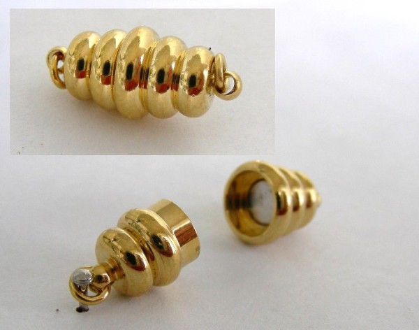 Magnetverschluss, gerillt, Goldfarben, 17x8mm