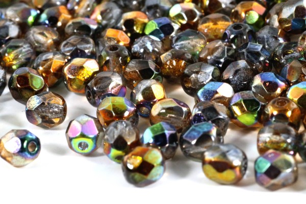 Schliffperlen, feuerpoliert, Crystal Magic Copper, 4mm, 50 Stück