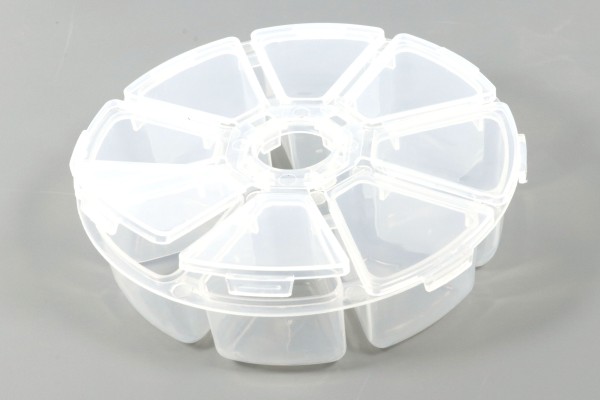 Sortierbox, rund, transparent, 8 Fächer, 10cm