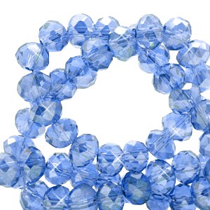 Rondelle aus Glas, facettiert, Cerulean Blue-Pearl Shine coating, 4x3mm
