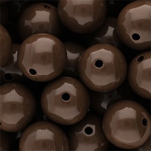 Perlen aus Acryl, rund, Kaffeebraun, shiny, glänzend, 16mm