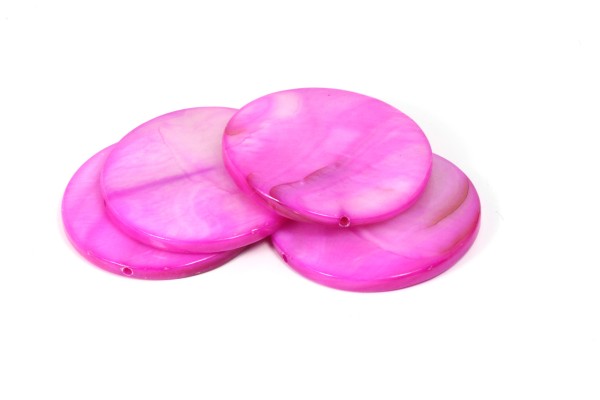 Muschelperlen, Scheiben, Pink, 30mm