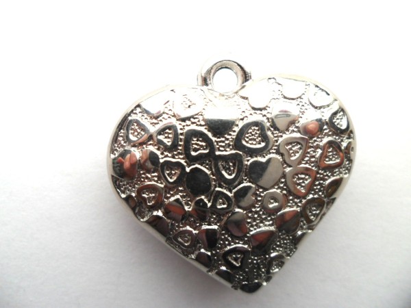 Anhänger, Acryl, Herz, verziert, 30mm