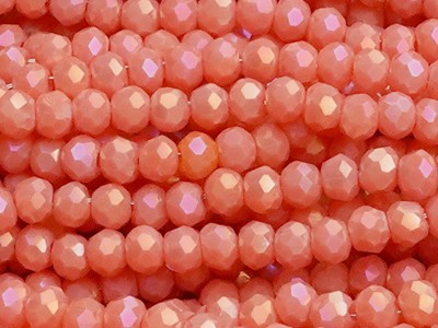 Schliffperlen, Rondelle, Koralle AB, 2.0x2.6mm, ca. 150 Stück per Strang