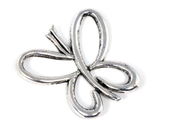 Anhänger, Verbinder, Schmetterling, Antik Silberfarben, 28mm